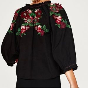 Zara Top with 3-D Embroidered back size XS